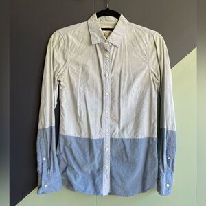 J Crew Blue Colorblock Boy Fit Oxford, Sz 0, Fits XS